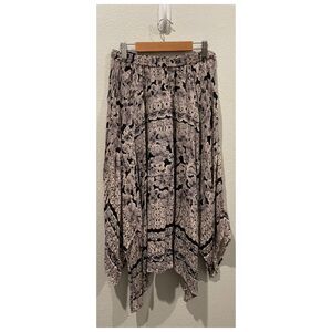 STARING AT STARS Asymmetric Black Beige Flare Midi Skirt